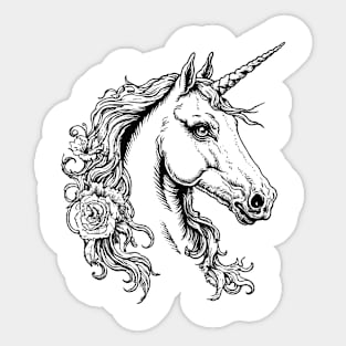 Unicorn with Flowers Sticker